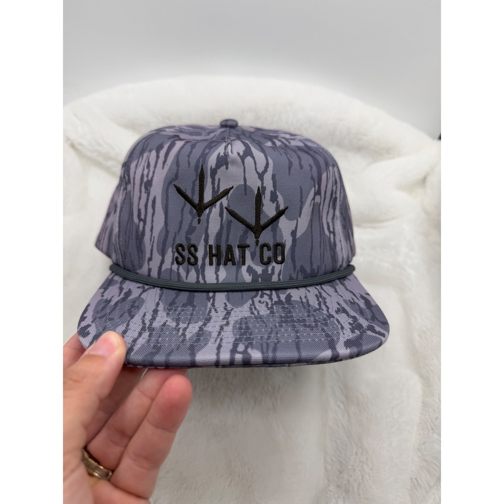 Southern String Hat Co Mens Grey Purple Camo Snapback Rope Hat Turkey Track Logo